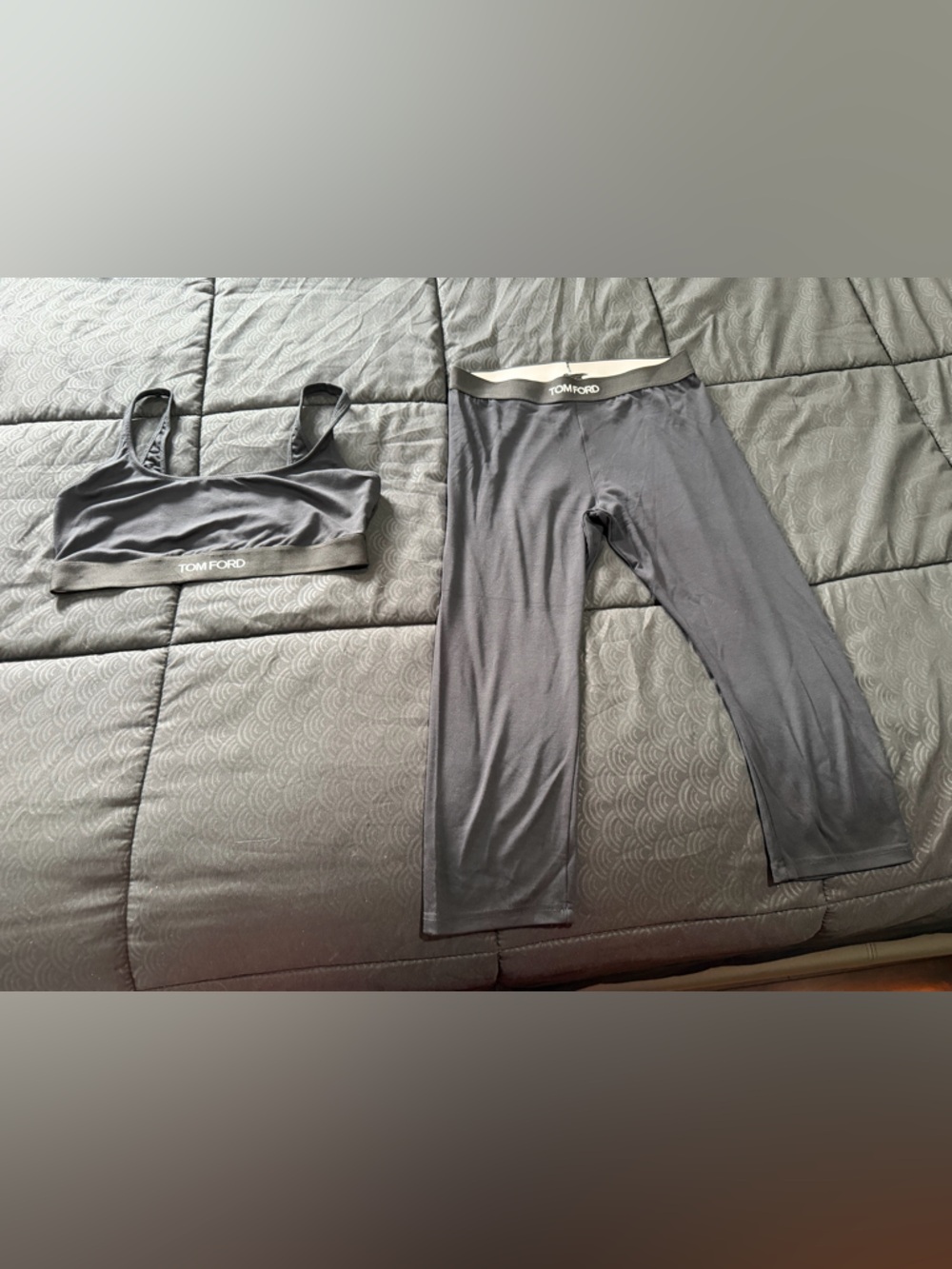 Tom Ford Black Sports Bralette and Leggings Set